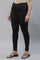 Black Solid Skinny Fit Tights With Criss Cross Waistband