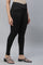 Black Solid Skinny Fit Tights With Criss Cross Waistband