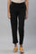Black Solid Slim Fit Trousers With Elasticated Waist