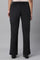 Black Solid Straight Fit Pants With Elasticated Waist