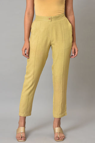 Beige Straight Fit Trouser Pants