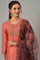 Coral Embroidered kurta With Dark Red Pants And Printed Dupatta