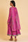 Dark Pink Sequined Anarkali kurta, Tights & Dupatta Set