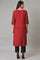 Red Stripe kurta With Embellished Yoke