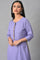 Voilet Embroidered A-Line kurta