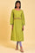 Green Embroidered Crinkled kurta