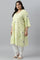 Plus Size Light Green A-Line kurta With Multi-Coloured Print