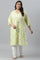 Plus Size Light Green A-Line kurta With Multi-Coloured Print