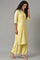 Yellow Embroidered Plus Size Summer kurta With Pleats On Yoke