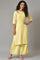 Yellow Embroidered Summer kurta With Pleats On Yoke