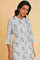 Plus Size White Printed Button Down kurta