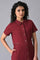 Maroon Cotton Summer Shirt Dress