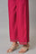 Berry Pink Embroidered Parallel Pants