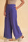 Purple Rayon Embroidered Parallel Pants