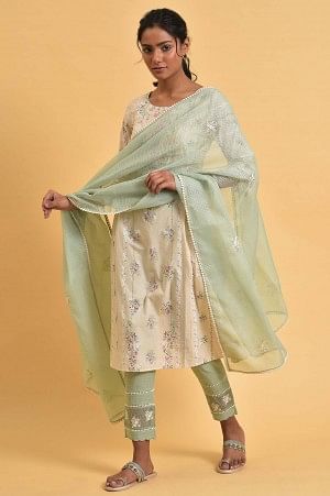 Cameo Green Kota Dupatta