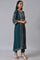 Teal Printed A-Line kurta Set