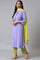 Purple Embroidered kurta Set