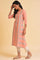 Peach Glitter Printed A-Line kurta & Pants Set