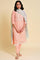 Peach Glitter Printed kurta Set