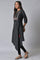 Black Embroidered Asymmetrical kurta Set