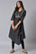 Black Asymmetric Mock Layer Festive kurta