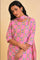 Pink Floral Printed kurta, Pants & Dupatta Set