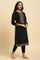 Black Velvet Embroidered Festive Winter Kurta