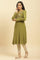 Olive Green Embroidered Acrylic Winter Kurta