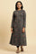 Blue A-Line Printed Winter Kurta