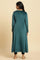 Teal Green Embroidered Flared Velvet Kurta