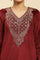 Maroon Embroidered Flared Velvet Kurta