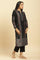 Black Paisley Yoke And Gold Zari Winter Kurta, Pants And Shawl Set