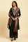 Black Embroidered Velvet Winter Kurta, Pants And Shawl Set