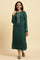 Emerald Green Embroidered Winter Kurta And Tights Set