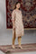 Cream Abstract Printed Organza Sheer Straight Kurta with Mirror Embroidered Neck