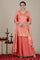 Blush Pink Yarn Dyed Short Festive Kurta, Embroidered Palazzo and Jacquard Dupatta Set