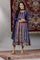 Blue Floral Printed Flared Kalidar Dress and Dupatta Set