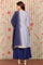 Blue Yarn Dyed Zari Embroidered Kurta, Palazzo and Dupatta Set