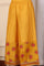 Mustard Yellow Floral Printed Chanderi Anarkali Kurta With Embroidery, Flared Pants And Dupatta Set