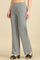 Grey Solid Straight Fit Pants With Slip On Closure