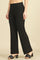 Black Solid Rayon Parallel Pants