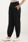 Black Solid Loose Fit Pants With Pleated Detail