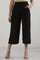 Black Solid Rayon Flarred Culottes
