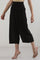 Black Solid Flared Rayon Culottes With Elasticated Waist