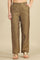 Brown Yarn Dyed Straight Fit Pants With Zari Detailing