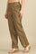 Brown Yarn Dyed Straight Fit Pants With Zari Detailing