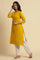 Yellow Floral Embroidered Straight Kurta