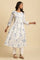 White Cotton Kurta With Blue Print