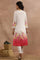 White And Pink Ombre Floral Printed Cotton Kurta