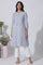 White Geometric Printed Cotton Kurta